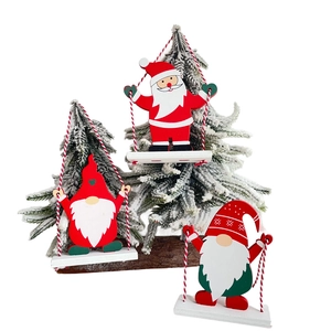 Ornamento da Tavolo in Legno per Natale Babbo Natale Gnomo Dipinto Figura di Rudolf Festiva Decorazione per Tavolo da Casa per Festa di Natale