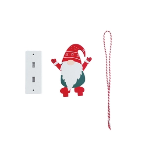 Set di ornamenti natalizi in legno con gnomo Babbo Natale e base per decorazione festa