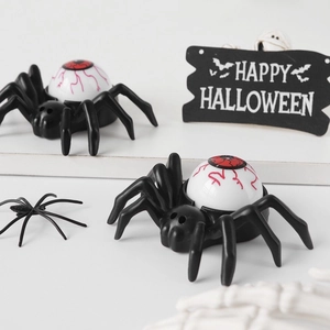Halloween Spider Eyeball LED Light Spooky Glowing Bloodshot Eye Spider Toy For Haunted House Haunted Party Decoration