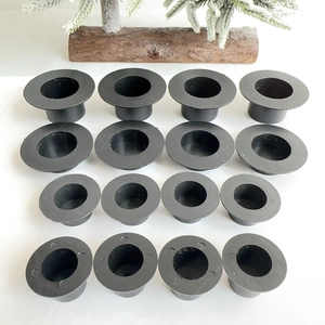 Set of 16 mini black plastic top hats for DIY Christmas crafts and doll accessories