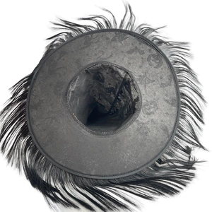 Halloween black feather wizard hat with gold pumpkin patterns for cosplay costume