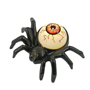 Detail of Halloween spider LED lamp featuring a glowing eyeball with realistic red veins