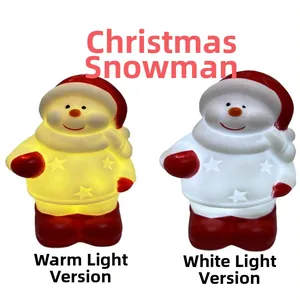 Veilleuse LED bonhomme de neige de Noël avec options de lumière chaude et blanche