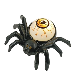 Detail of Halloween spider LED light with realistic glowing eyeball and red veins