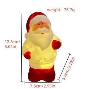 Détail de la veilleuse LED Père Noël avec découpe en étoile et lueur jaune chaude