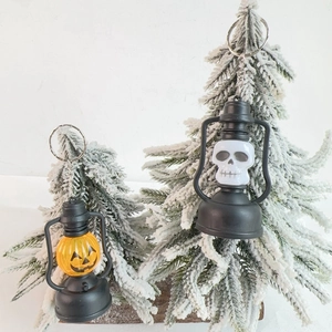 Mini Halloween lantern keychains featuring pumpkin and skull designs with metal rings