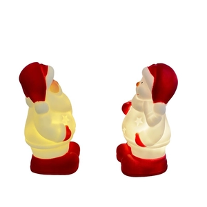 Détail de la veilleuse Père Noël et Bonhomme de neige avec motifs d'étoiles en vinyle