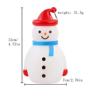 Detail showing height 12cm and width 7cm of a cute LED snowman holiday night light