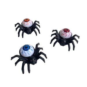 Halloween spider LED candle lights with bloodshot eyeballs in orange, red, and blue colors
