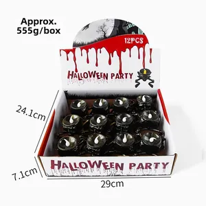Set of 12 Halloween LED candle lights in black spider base with product packaging box