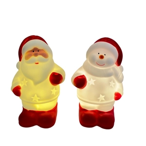 Veilleuse LED Père Noël et Bonhomme de Neige Mignonne de Noël Ornement de Bureau en Vinyle Lumineux pour Décoration de Fête