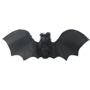 Halloween black bat hanging decoration with plush body and red eyes for party decor