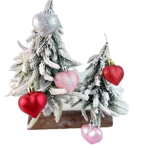 36-piece heart-shaped hanging ornament set in glitter and matte finishes for festive decor