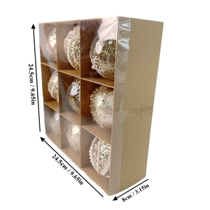 Set of 9 gold and silver Christmas balls with snowflake patterns in a 24.5cm gift box