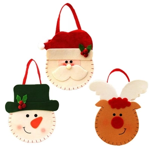 Christmas Cartoon Candy Bag Santa Snowman Reindeer Non-Woven Felt Gift Bag For Holiday Party Home Decoration Apple Pouch