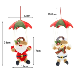 Detailed size specifications for Santa and Snowman parachute hanging decorations