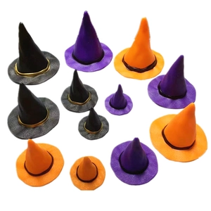 Mini Halloween Witch Hats PVC Plastic Wizard Hat For DIY Jewelry Accessories Cake Toppers Party Decoration Craft Ornament