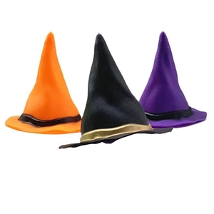 Mini Halloween wizard hats set in orange, black and purple for DIY craft decoration