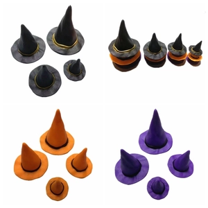 Mini Halloween wizard hats in black, orange and purple with multi-size variations