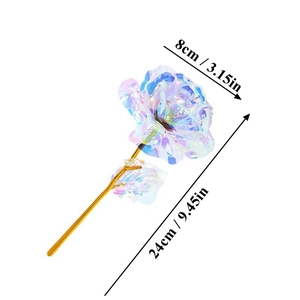 Detailed dimensions of holographic rose flower featuring 8cm diameter and 24cm length