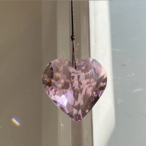 Faceted heart crystal pendant with purple suncatcher prism effect for home decor