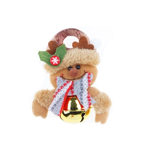 Plush Christmas reindeer hanging ornament with festive bell for holiday tree decoration