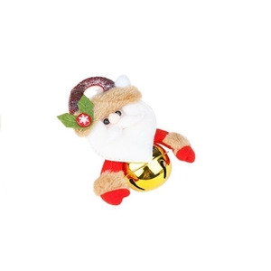 Christmas Santa plush doll hanging ornament with gold bell for festive tree decoration