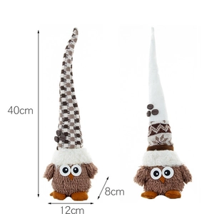 Cute coffee bean owl plush dolls with pointed hats and soft fur ornaments 40cm height