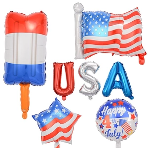 Independence Day Aluminum Film Balloon American National Day Decoration Mylar USA Star Round Flag Popsicle Party Supplies