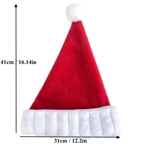 Classic plush red Santa hat detail showing dimensions 41cm height and 31cm width