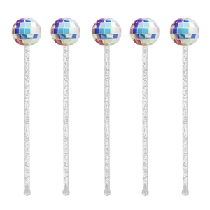 Mirror Disco Ball Drink Stirrers Acrylic Cocktail Stir Sticks Glass Mirror Ball Stirrers For Party Wedding Bar Decorations