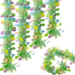 Easter tinsel garland set with colorful macaron egg accents for festive party decoration