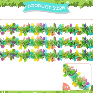 Colorful festive tinsel garlands for Easter party decoration, set of three vibrant strips