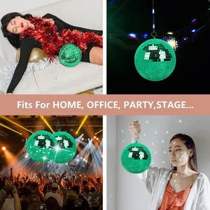 Green mirror disco ball decor for home and party stage in various scene applications