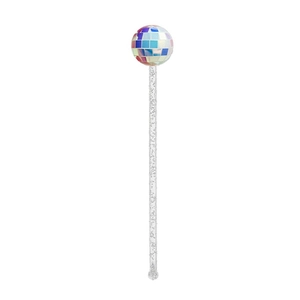 Disco mirror ball cocktail stirrer with transparent acrylic bubble handle for party decor
