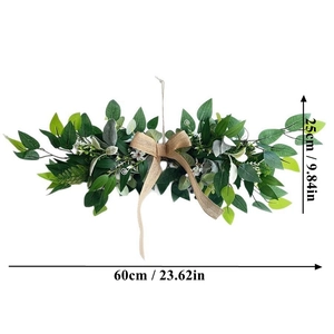Artificial wedding arch flower swag with eucalyptus leaves and burlap bow, 60cm width