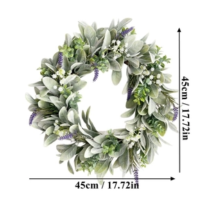 Artificial lavender and sage wreath for home decor, 17.72 inch diameter floral ring
