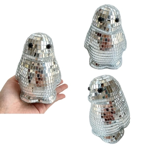 Mirror Ball Penguin Disco Ornament Reflective Silver Animal Statue For Christmas Party Home Decor Desktop Creative Gift