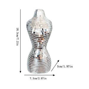 Statue de buste féminin disco en miroir mosaïque avec dimensions de 18,3cm de haut
