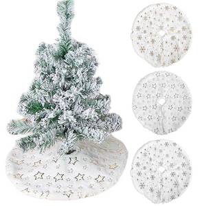 Mini Plush Christmas Tree Skirt Gold Silver Snowflake Star Pattern For Desktop Xmas Tree Holiday Decor 40cm