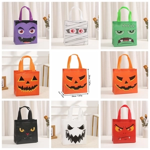 Halloween Non-Woven Gift Bags Pumpkin Ghost Cat Printed Portable Holiday Party Favor Candy Bags For Kids Festive Handbags