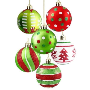 Kerstboomversiering set met rood en groen handbeschilderde decoratieve ballen