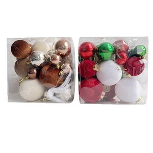 36-piece set of Christmas ball ornaments in velvet and glossy finishes with hanging loops