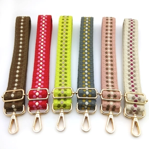 Adjustable thickened cotton bag straps with jacquard dots and golden buckles in six colors