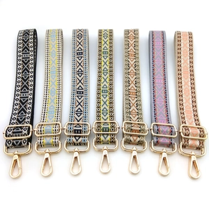 Ethnic Geometric Jacquard Polyester Bag Strap For Women Adjustable Wide Shoulder Strap Replacement For Crossbody Bags