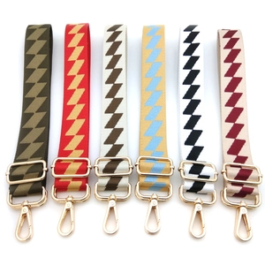 Vintage Colorful Geometric Diamond Polyester Bag Strap Adjustable Replacement Shoulder Strap With Metal Buckle For Women Handbags