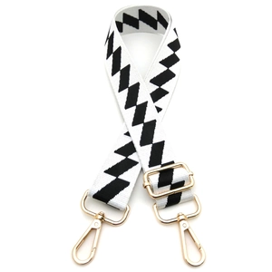 Adjustable black and white chevron canvas replacement strap for shoulder and crossbody bags