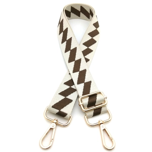 Adjustable geometric diamond woven shoulder strap for bags with gold metal swivel hooks