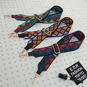 Adjustable Wide Shoulder Strap Replacement For Handbag Colorful Ethnic Geometric Pattern Woven Polyester Crossbody Bag Belt