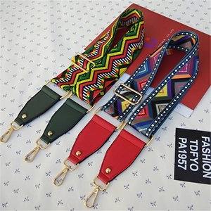 Adjustable Ethnic Style Geometric Pattern Bag Strap Polyester Woven Replacement Shoulder Crossbody Handbag Belt For Women